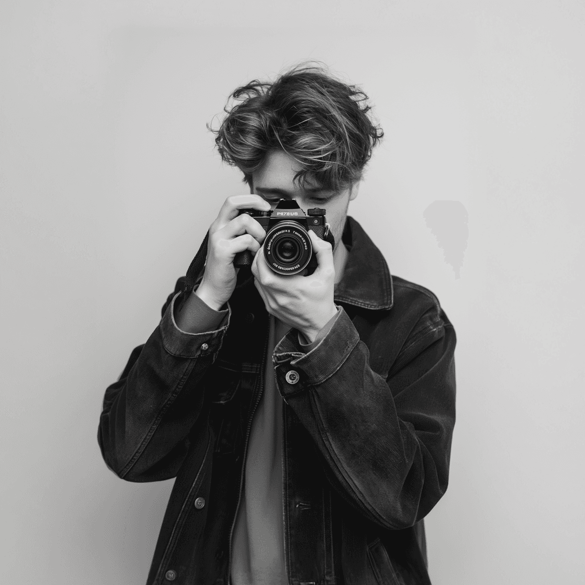 August Renner holding a camera