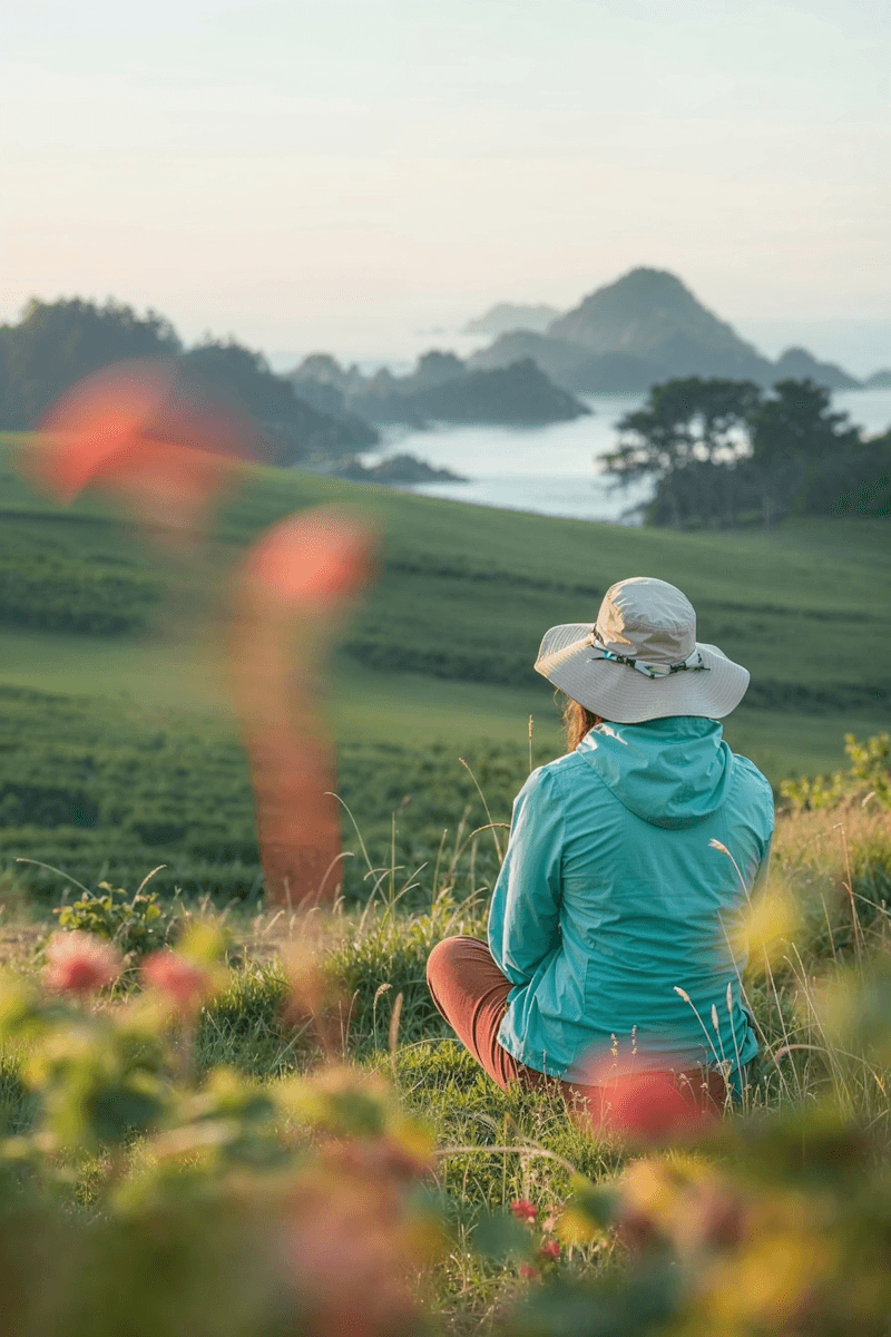 A photographer in a field