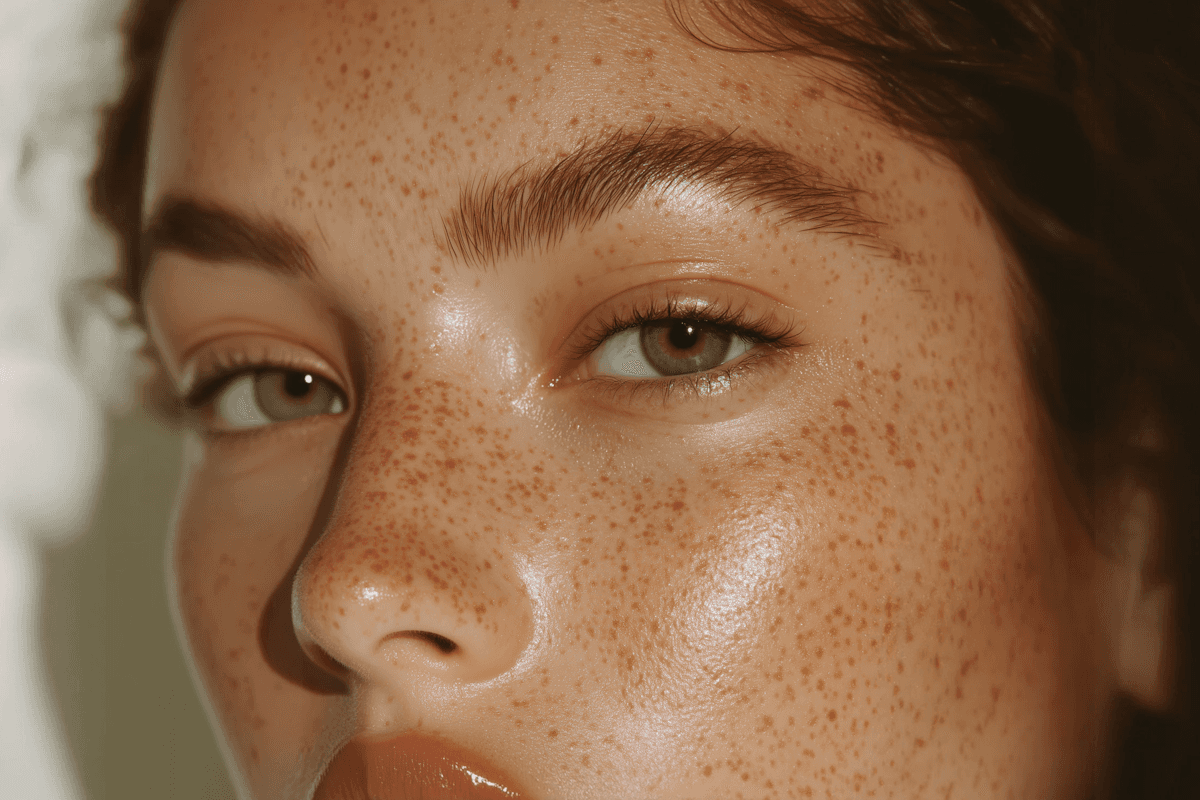 Close-up of a face with freckles
